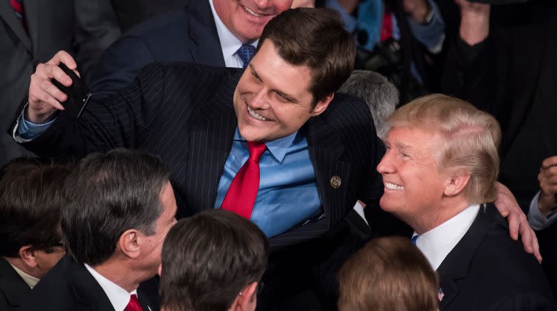 Donald Trump with Rep. Matt Gaetz (R-Fla.). (Photo: Tom Williams/CQ Roll Call)