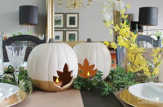 Faux Pumpkin Leaf Centerpiece