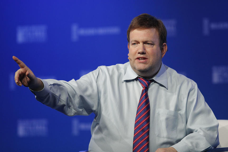 Moderator Frank Luntz speaks at the Milken Institute Global Conference Monday, April 30, 2018, in Beverly Hills, Calif. 