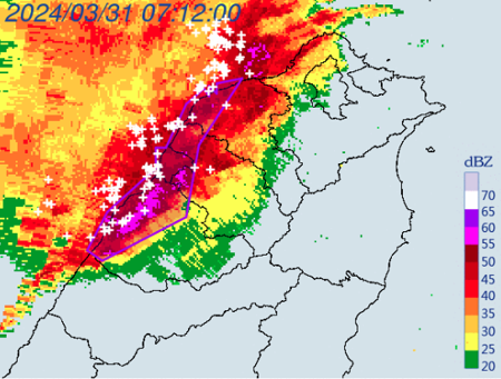 桃園市、新竹市、新竹縣、苗栗縣發布大雷雨即時訊息。(翻攝自氣象署)