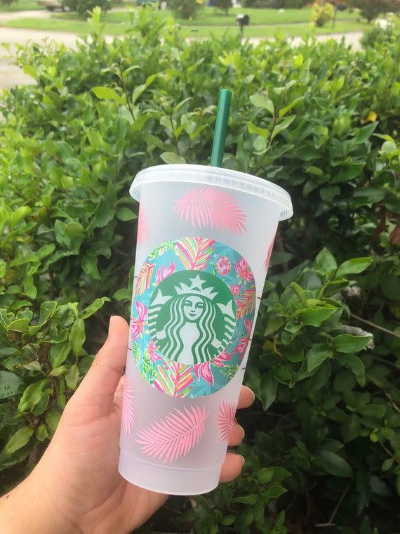 Starbucks Reusable Cup-tropical Starbucks Cup-hibiscus Starbucks Cup Custom Starbucks  Cup-free Straw Topper With Purchase 