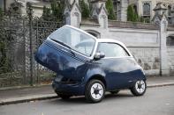 Electric-powered Microlino 2.0 car in Zurich