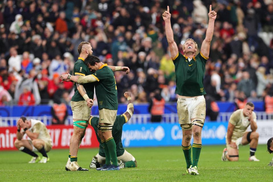 South African players celebrate their semi-final victory (Getty Images)