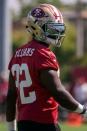 Jul 26, 2018; Santa Clara, CA, USA; San Francisco 49ers running back Matt Breida (22) during training camp at the SAP Performance Facility. Mandatory Credit: Stan Szeto-USA TODAY Sports