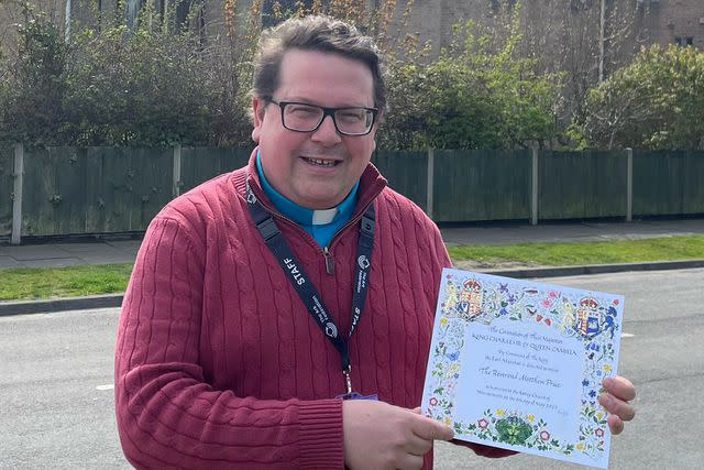 Diocese of Norwich The Rev Matthew Price with his invitation to the coronation