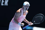 Tennis - Australian Open - Fourth Round - Melbourne Park, Melbourne, Australia, January 20, 2019. Australia's Ashleigh Barty celebrates during the match against Russia's Maria Sharapova. REUTERS/Lucy Nicholson