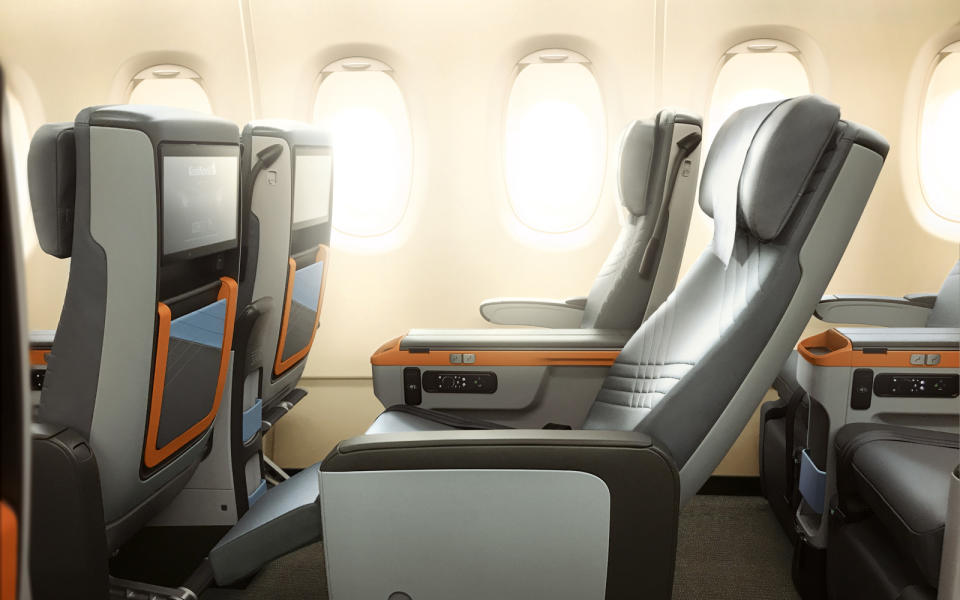 <p>Passengers get both a calf-rest and foot-bar, individual in-seat power and two USB ports, a personal telescoping reading light, a cocktail table, and multiple storage spaces for personal items.</p> <p>Premium economy class passengers will also get a collectible amenity kit featuring special A380 livery for the launch. It includes a toothbrush, toothpaste, and anti-slip socks.</p>