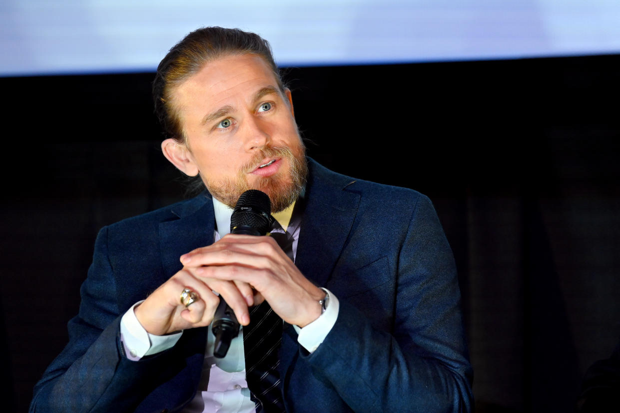 Charlie Hunnam speaks onstage during a special screening of "The Gentlemen" on January 11, 2020. (Photo by Slaven Vlasic/Getty Images for STXfilms)