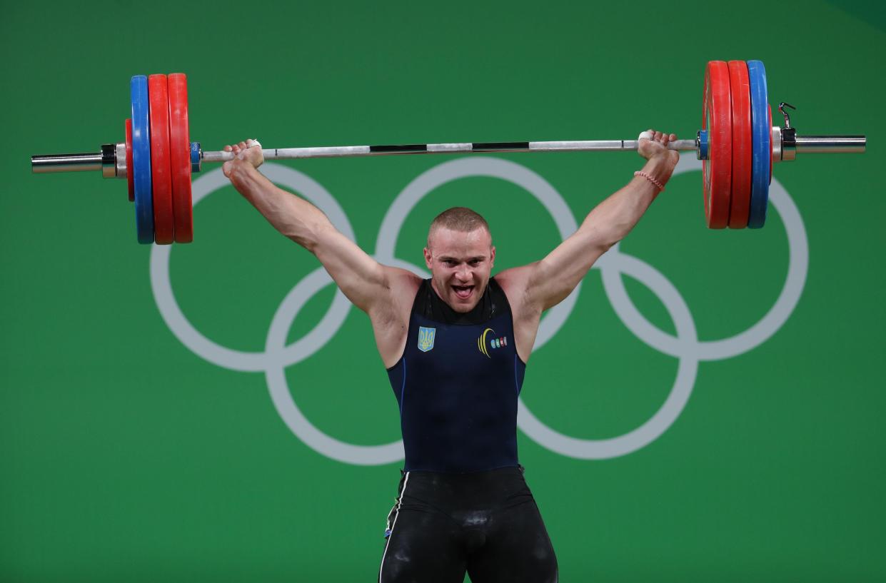 Ukraine's Oleksandr Pielieshenko during the men's weightlifting 85kg final in the Rio 2016 Summer Olympic Games.