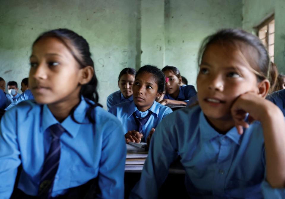 Parwati in the classroom at Jeevan Jyoti secondary school (Reuters)