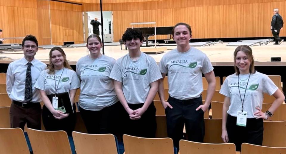 Waynedale Choir Director Daniel Mylott is show wiith students Paige Miller, Emma Brown, Cameron Rabatin, Ben Reed and Aubrey Pengal. The five Waynedale High School students were among the 15 students picked from Ohio to go to the Midwest Honors Choir in Omaha, Nebraska.