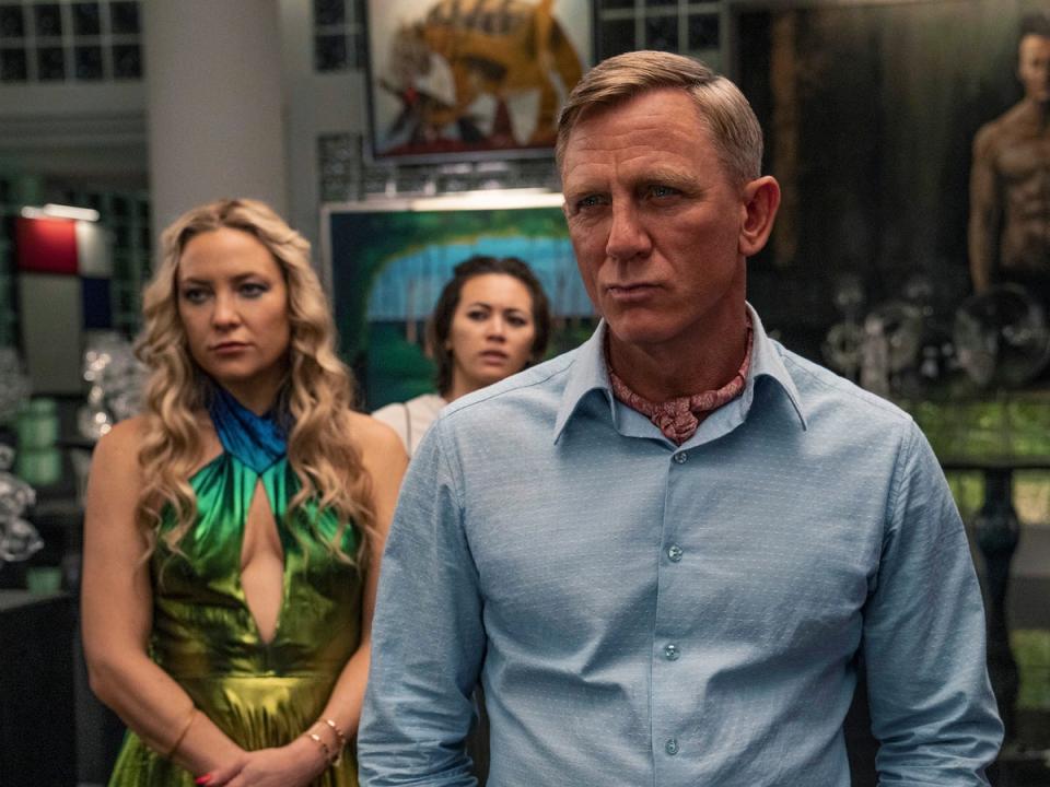 Kate Hudson, Jessica Henwick and Daniel Craig in ‘Glass Onion: A Knives Out Mystery' (John Wilson/Netflix)