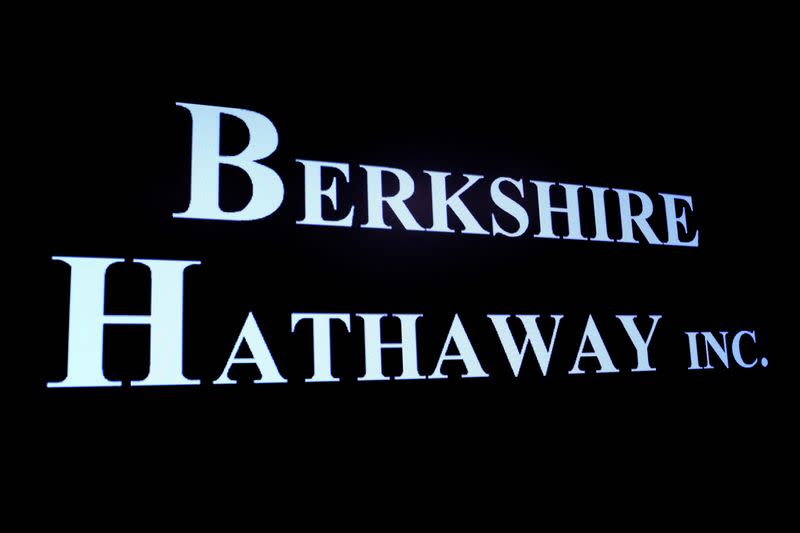 FILE PHOTO: Berkshire Hathaway logo is displayed on a screen on the floor of the NYSE in New York