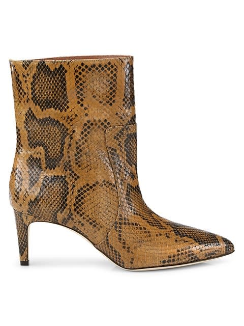 Python-Embossed Leather Ankle Boots