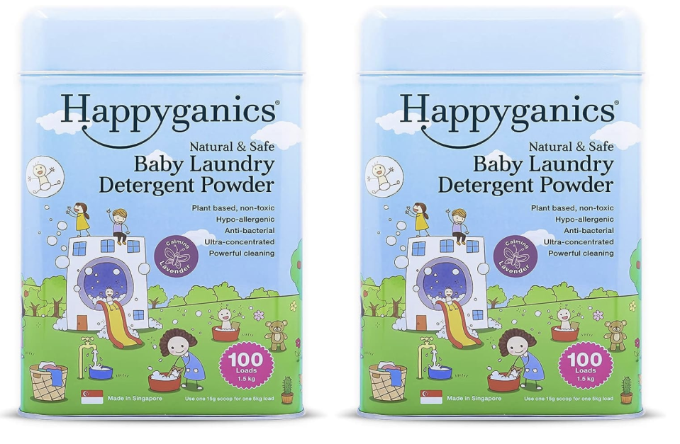 A photo of  Happyganics Happyganics Baby Laundry Detergent Powder (Bundle of 2 Lavender). (PHOTO: Amazon Singapore)