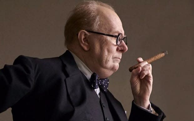 Gary Oldman as <a href="https://parade.com/1034871/marynliles/winston-churchill-quotes/" rel="nofollow noopener" target="_blank" data-ylk="slk:Winston Churchill;elm:context_link;itc:0;sec:content-canvas" class="link ">Winston Churchill</a> in "Darkest Hour"<p>Focus Features</p>