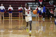 Detroit Mercy guard Antoine Davis brings the ball up court during an NCAA college basketball game against Youngstown State, Thursday, Jan. 12, 2023, in Detroit. Davis, the nation's leading scorer, made a personal-best 11 3-pointers in a win over Robert Morris on Jan. 14, giving him 513 in a career few saw coming when he stepped on campus. (AP Photo/Carlos Osorio)