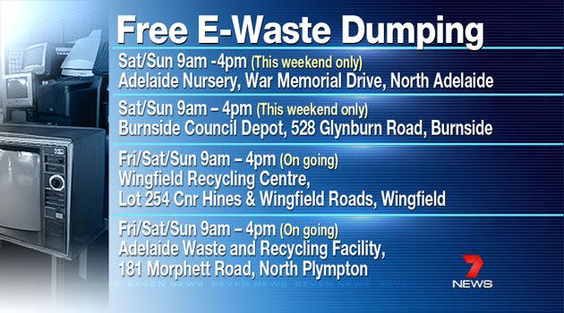 Opening times for free e-waste depot.