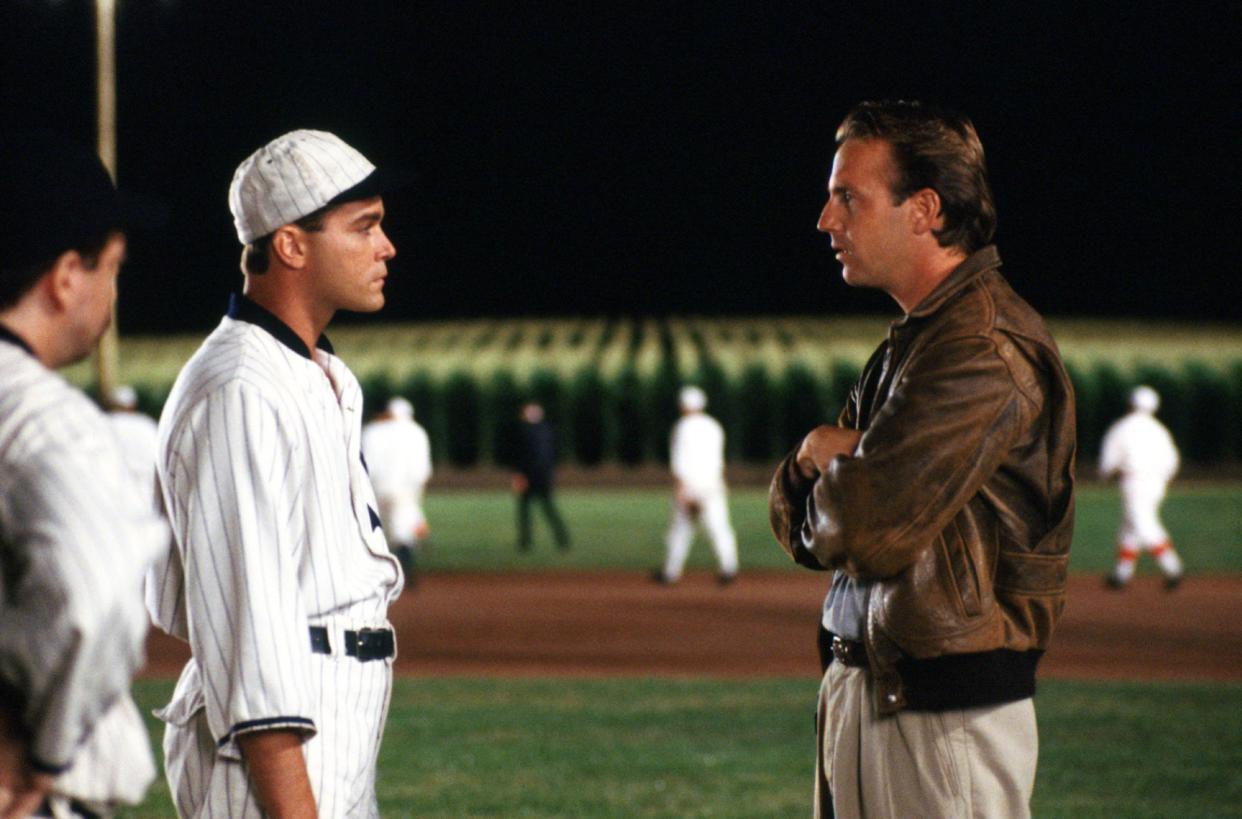 Ray Liotta, left, and Kevin Costner in "Field of Dreams."