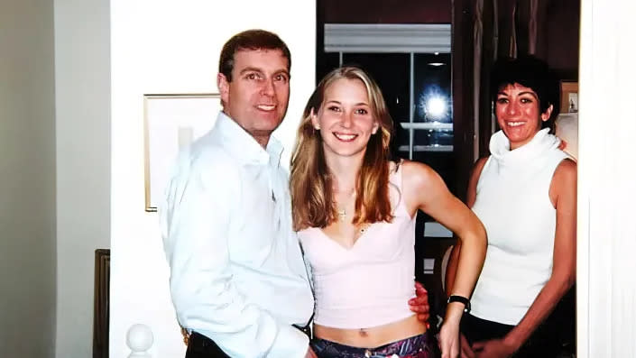 Virginia Giuffre (née Roberts) submitted this photo as evidence that she had met Prince Andrew at Ghislaine Maxwell's London home.