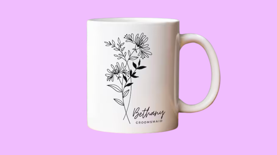 10 best etsy bridesmaids gifts: floral mug