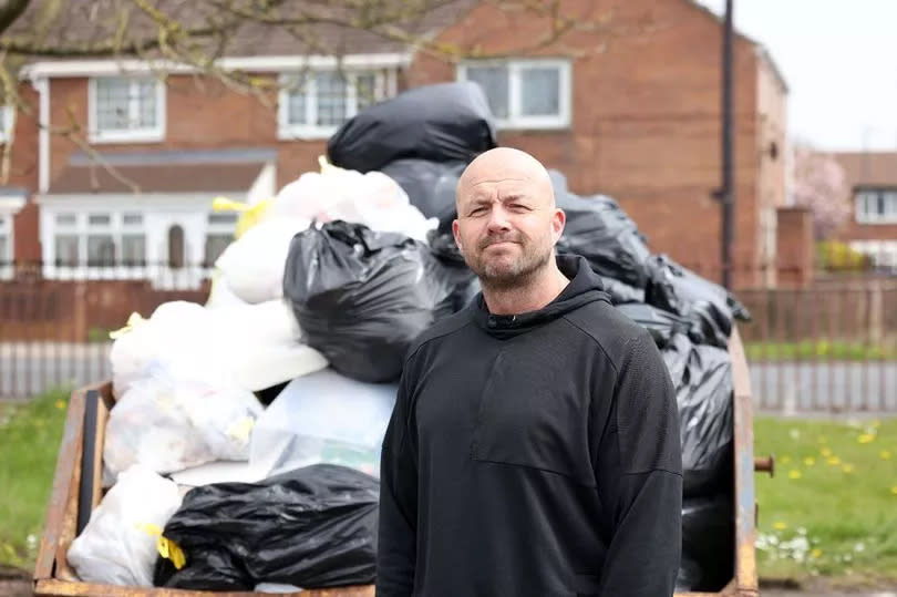 Resident Jason Moore at one of South Tyneside Council's temporary waste drop-off points in South Shields.