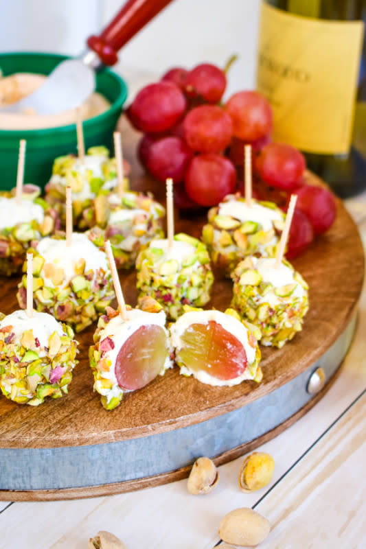 <p>Delightful E Made</p><p>This three-ingredient appetizer is perfect for cocktail hour.</p><p><strong>Get the recipe: <a href="https://delightfulemade.com/pistachio-grape-cheese-appetizers" rel="nofollow noopener" target="_blank" data-ylk="slk:Pistachio Grape and Cheese Appetizer;elm:context_link;itc:0;sec:content-canvas" class="link ">Pistachio Grape and Cheese Appetizer</a></strong></p>