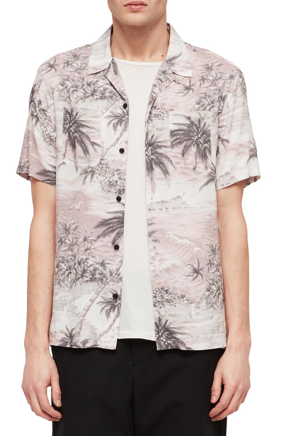 Allsaints Tiki Slim Fit Print Camp Shirt