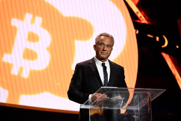 Robert F. Kennedy Jr. speaks at the Bitcoin Conference 2023 at Miami Beach Convention Center.