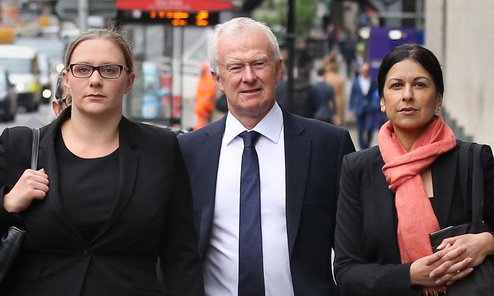 (Left to right) Anna Crowther, Martyn Day and Sapna Malik arrive at the Solicitors Disciplinary Tribunal.