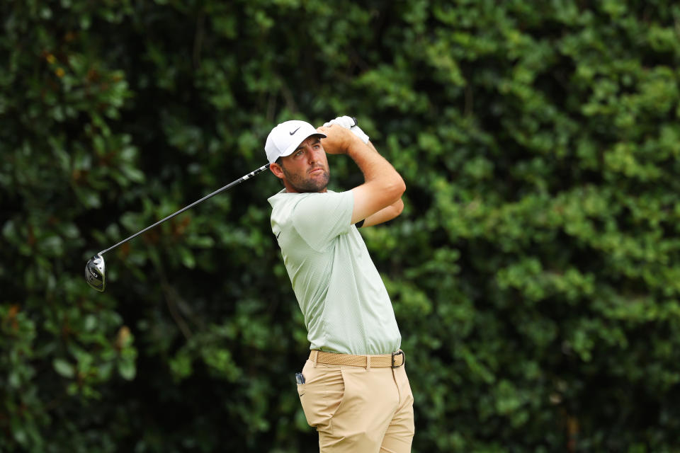 ATLANTA, GEORGIA - SEPTEMBER 1: Scottie Scheffler of the United States hits his shot from the 13th tee during the final round of the TOUR Championship at East Lake Golf Club on September 1, 2024 in Atlanta, Georgia. (Photo by Kevin C. Cox/Getty Images)