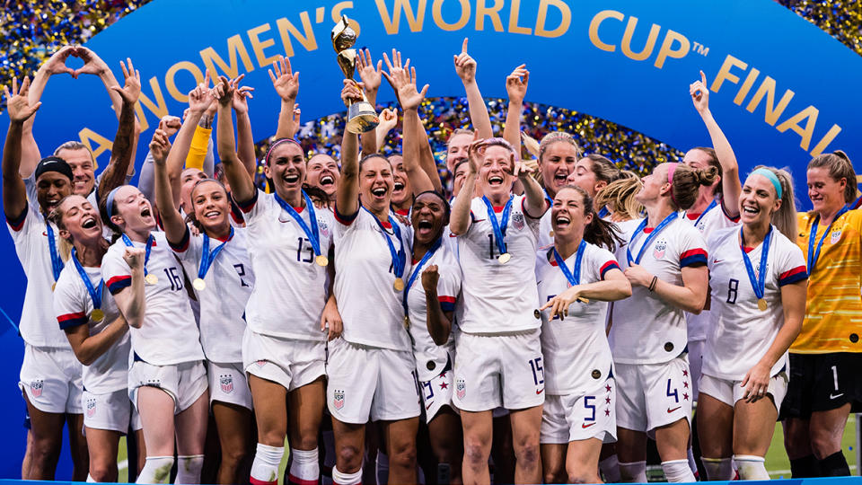 Team USA celebrating their win at the Women's World Cup 2019