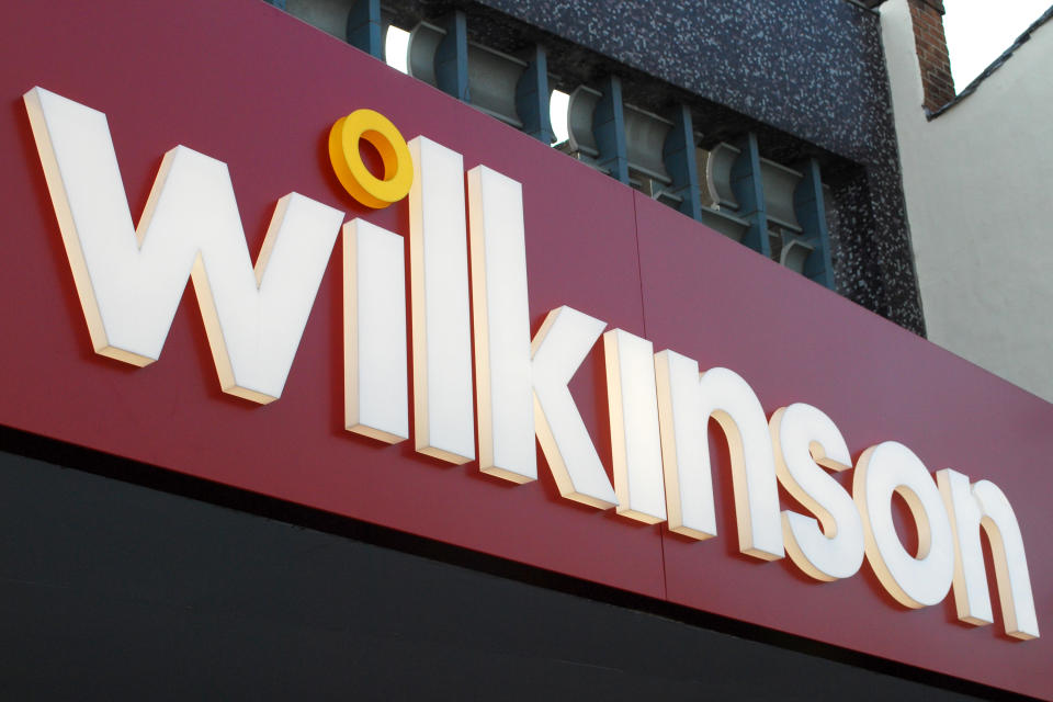 File photo dated 05/10/09 of a Wilkinson store sign. Around 1,800 workers at two Wilko distribution centres are to strike in a dispute over contracts.