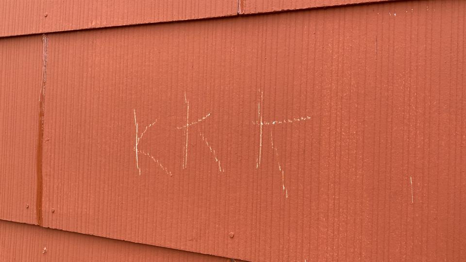 Racial slurs and other messages of intimidation were scraped onto the side of St. Daniel's Community Church of Iron Hill, a historic Black church. The vandalism was discovered on Saturday (March 30, 2024).