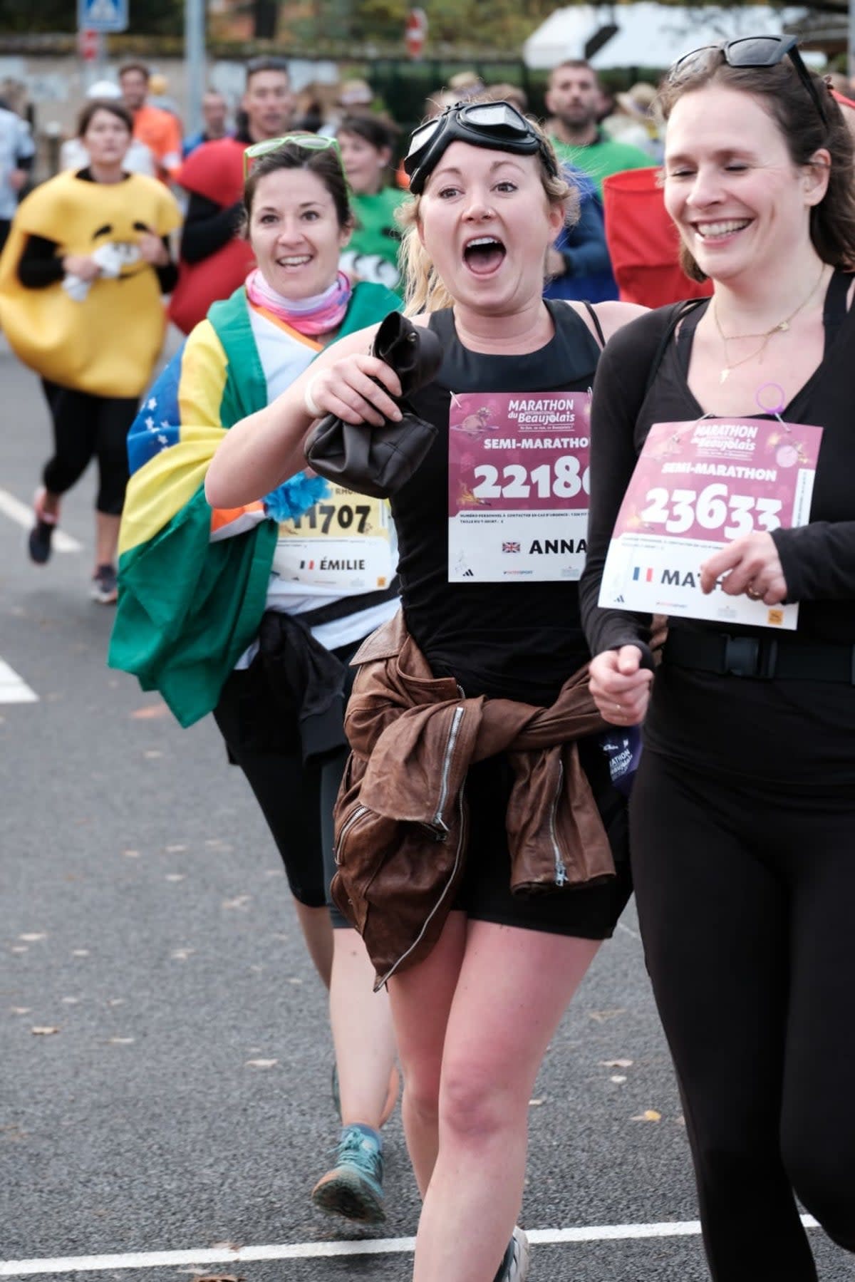 The author running a half-marathon with French pals (Anna Richards)