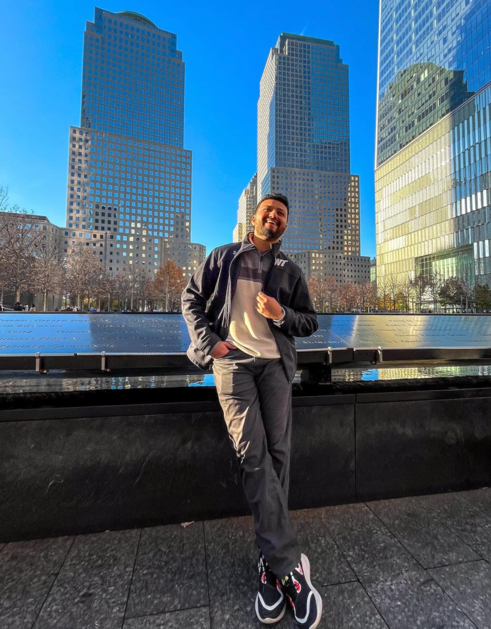 Aditya Jagdale, a graduate student in computer information systems and business analytics from Pune, India, won second place and a $750 scholarship in an Instagram contest for his photo in a WT zip-up jacket in New York City.