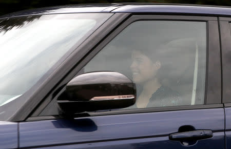 Princess Eugenie arrives at Windsor Castle a day ahead of her wedding to Jack Brooksbank in Windsor, Britain, October 11, 2018. REUTERS/Hannah McKay