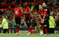 <p>Soccer Football – Premier League – Manchester United v Leicester City – Old Trafford, Manchester, Britain – August 10, 2018 Manchester United’s Romelu Lukaku comes on as a substitute to replace Marcus Rashford Action Images via Reuters/Andrew Boyers EDITORIAL USE ONLY. No use with unauthorized audio, video, data, fixture lists, club/league logos or “live” services. Online in-match use limited to 75 images, no video emulation. No use in betting, games or single club/league/player publications. Please contact your account representative for further details. </p>