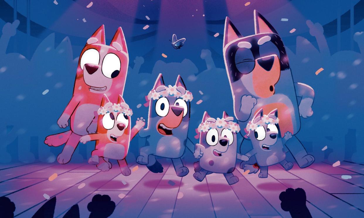 <span>Best in show … (from left) Chilli, Bingo, Bluey, Muffin, Socks, and Bandit.</span><span>Photograph: Disney</span>