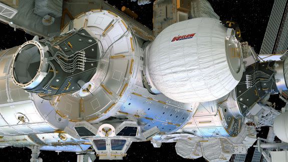 Bigelow's BEAM capsule attached to the International Space Station.