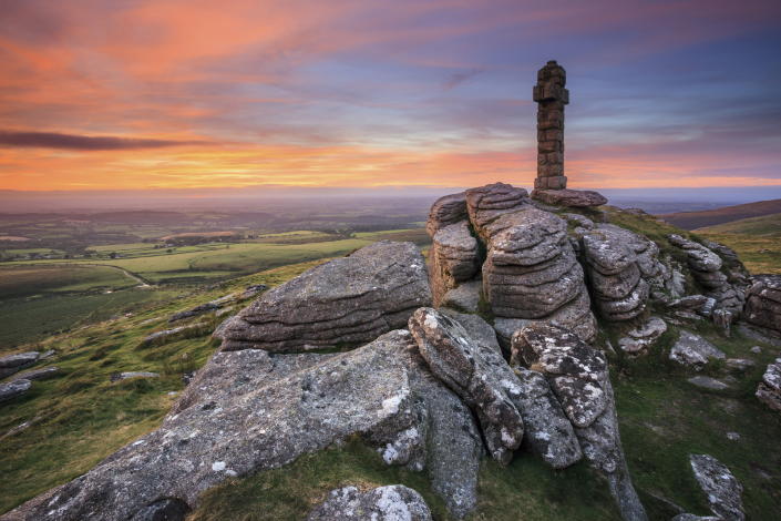 Brat Tor in the Dartmoor National Park at sunset is a popular spot for walks. (Getty Images)