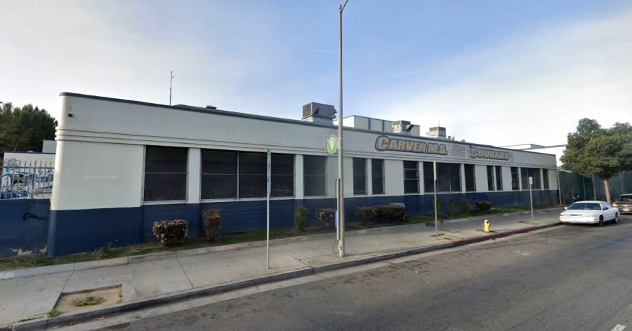 George Washington Carver Middle School in South Los Angeles, California. (Google Earth)