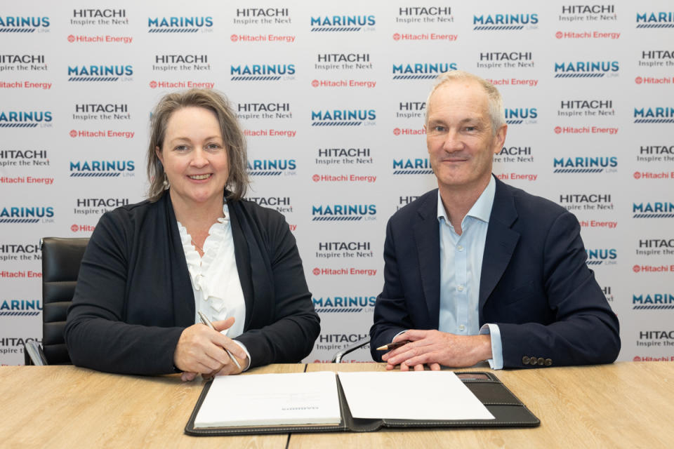 Caroline Wykamp, CEO of Marinus Link Pty Ltd. and Bernard Norton, Managing Director, Hitachi Energy, Australia.