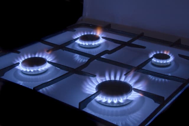 Flames of gas stove