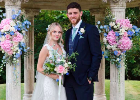 Wedding day: Andrew with his bride Lissie (Facebook)