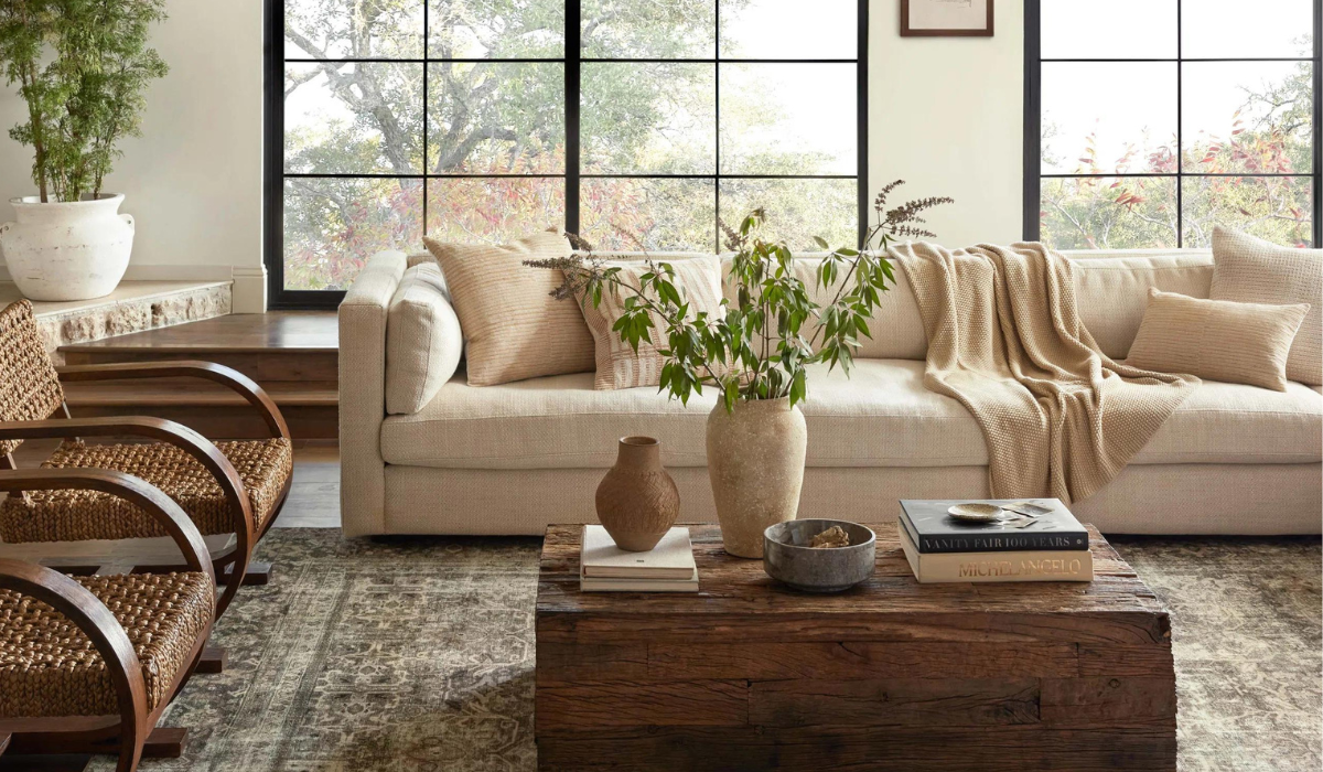 Couch and coffee table in a living room