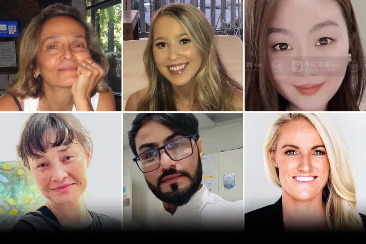 Pikria Darchia, 55, Dawn Singleton, 25, Yixuan Cheng, 27, from China, Jade Young, 47, Faraz Tahir, 30, and Ashlee Good, 38, were killed in the attack at Westfield Bondi Junction shopping centre (AP)