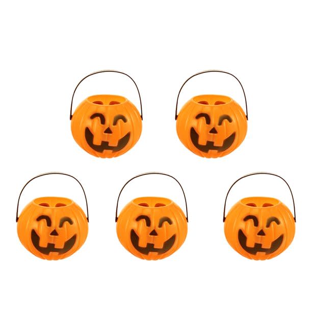 NICEXMAS 5pcs Pumpkin Candy Holder Trick-or-treat Halloween Candy Bucket Prank Tool without Light - Size S(Random Type)