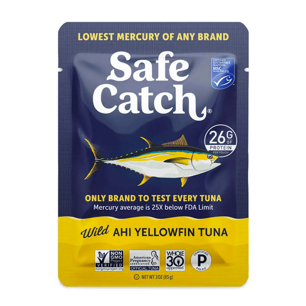 <p><a href="https://safecatch.com/buy-safe-catch-tuna/wild-ahi-yellowfin-tuna-pouch" rel="nofollow noopener" target="_blank" data-ylk="slk:Shop Now;elm:context_link;itc:0;sec:content-canvas" class="link rapid-noclick-resp">Shop Now</a></p><p>Wild Ahi Yellowfin Tuna Pouch (12 Pack)</p><p>$35.99</p><p>safecatch.com</p><span class="copyright">Safe Catch</span>