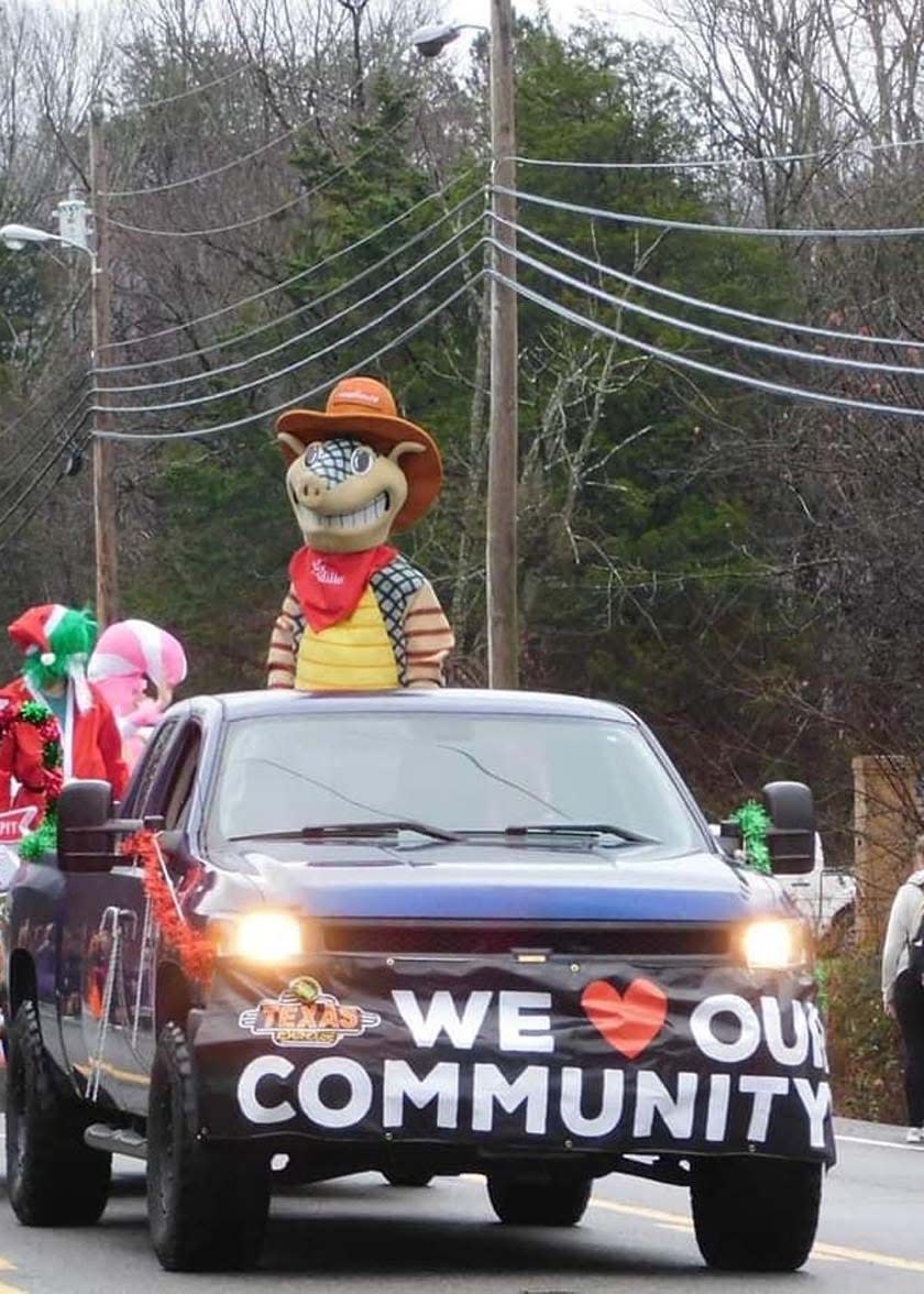 Texas Roadhouse won the trophy for Best Business Float at the 2022 Karns Christmas Parade. Andy the Armadillo seems to be a crowd favorite in this snapshot from the Karns Fair Facebook page Saturday, Dec. 3, 2022.